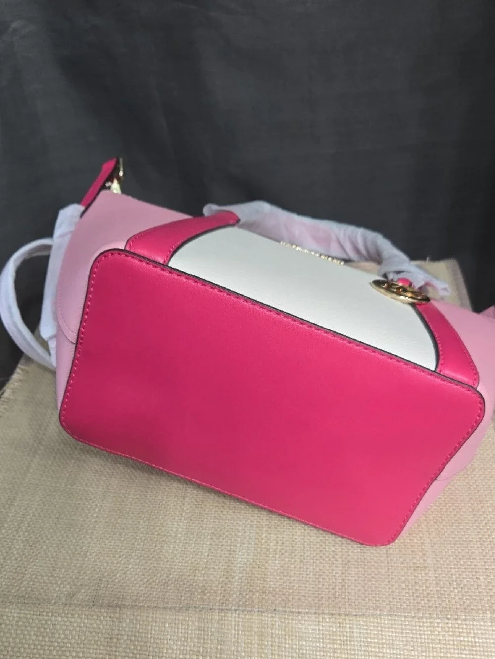 Michael Kors Pink & White Color-Block Saffiano Tote